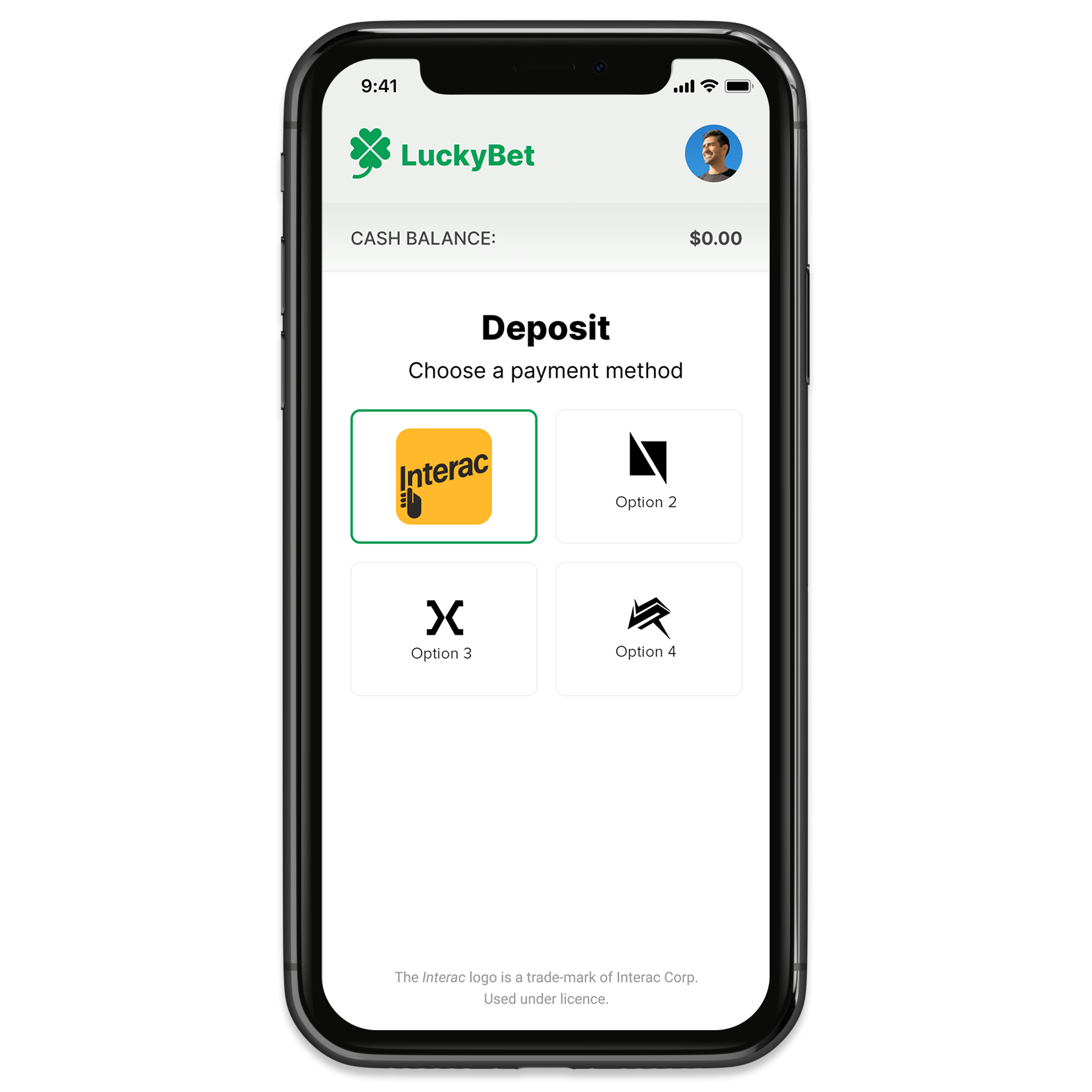 Mobile device showing Interac deposit